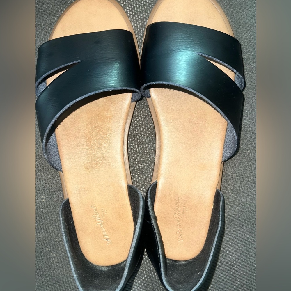 Black Leather Slide Sandals - universal threads Women's 7.5